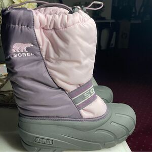 Sorel Cub Winter Snow Boots Light Pink and Plum Size 6